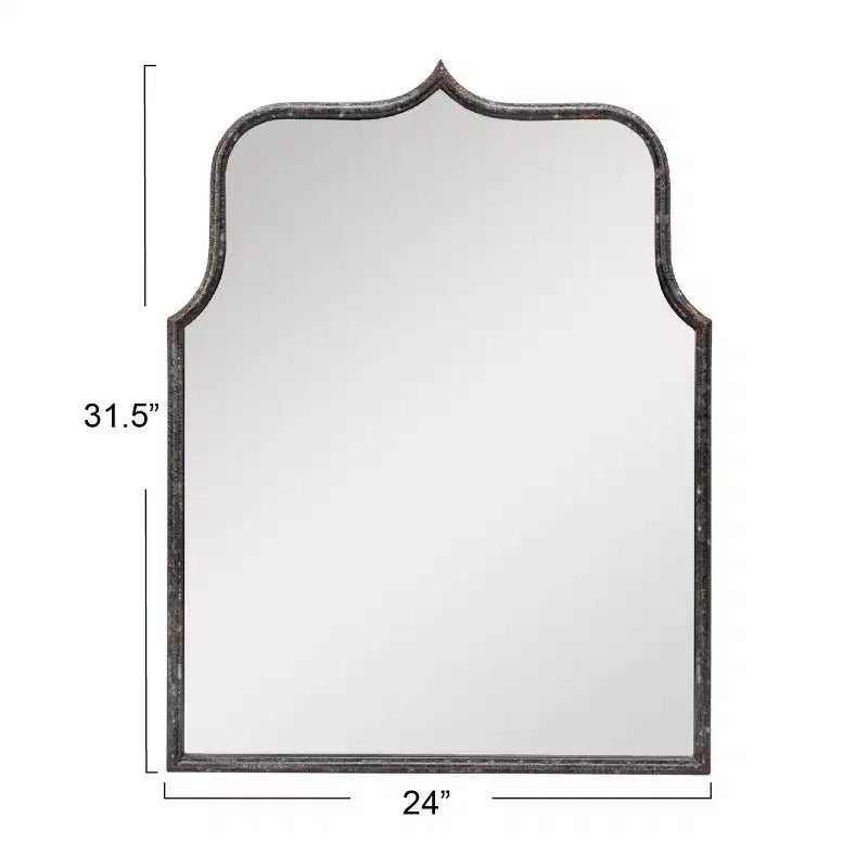 Specchio da Parete con Cornice ad Arco in Ferro – 61 cm L x 80 cm A, Montaggio a Parete