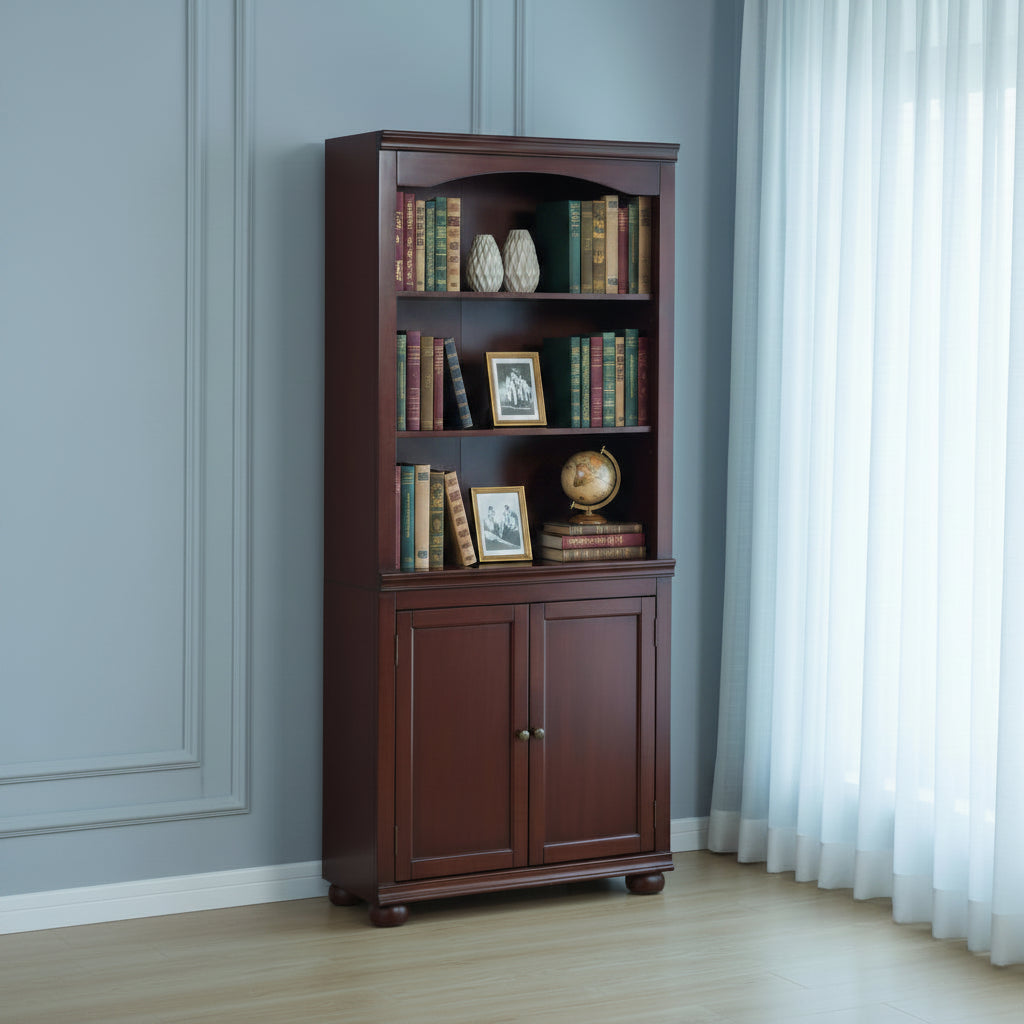 HOMES: Inside + Out Bloomguard Traditional 3 Open Shelf Bookcase with 2 Door Cabinet