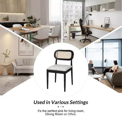 Sedia da pranzo moderna in rattan con gambe in legno massello