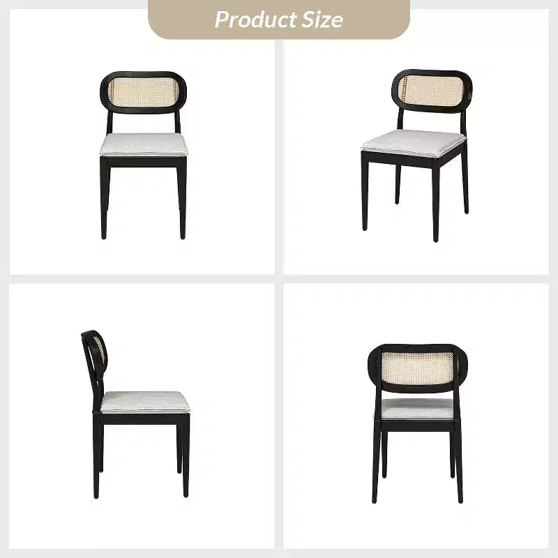 Sedia da pranzo moderna in rattan con gambe in legno massello