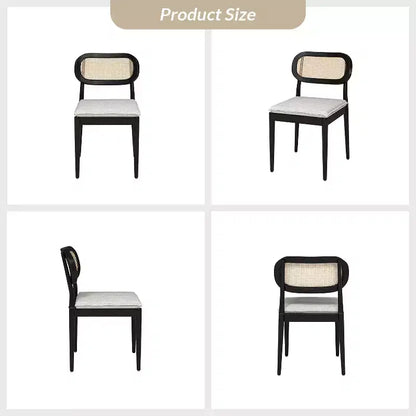 Sedia da pranzo moderna in rattan con gambe in legno massello