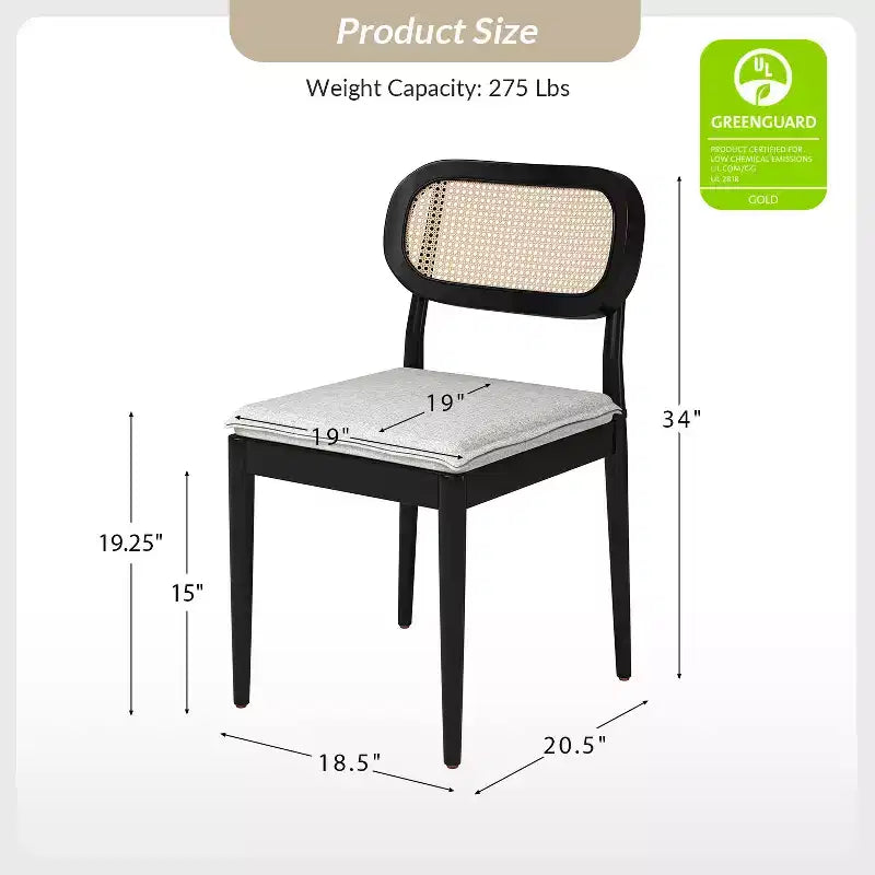 Sedia da pranzo moderna in rattan con gambe in legno massello
