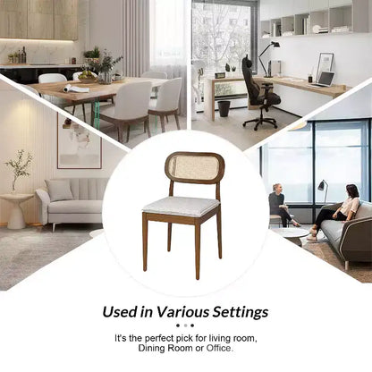 Sedia da pranzo moderna in rattan con gambe in legno massello