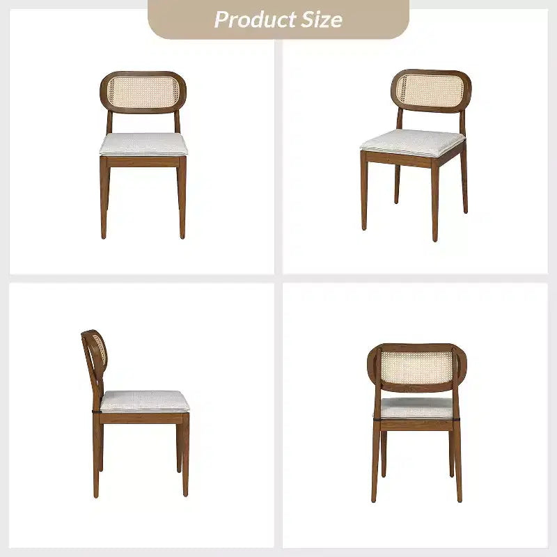 Sedia da pranzo moderna in rattan con gambe in legno massello