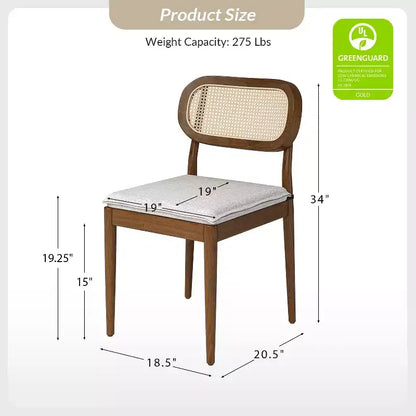 Sedia da pranzo moderna in rattan con gambe in legno massello