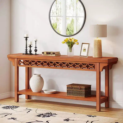 Tavolo Consolle Rustico in Legno Massello da 180 cm con Contenitore Integrato – Ingresso e Corridoio