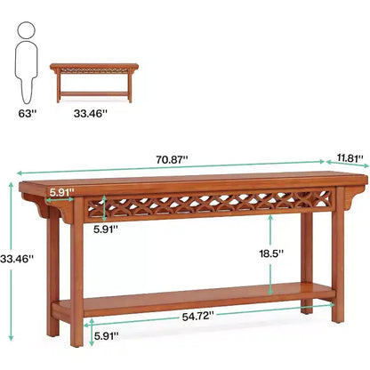 Tavolo Consolle Rustico in Legno Massello da 180 cm con Contenitore Integrato – Ingresso e Corridoio