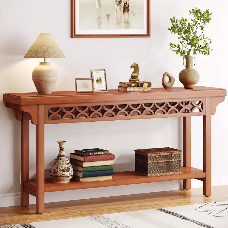 Tavolo Consolle Rustico in Legno Massello da 180 cm con Contenitore Integrato – Ingresso e Corridoio