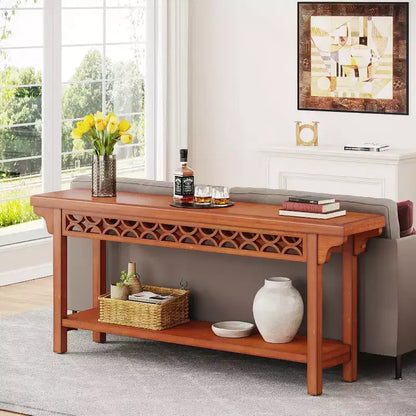 Tavolo Consolle Rustico in Legno Massello da 180 cm con Contenitore Integrato – Ingresso e Corridoio