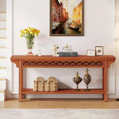 Tavolo Consolle Rustico in Legno Massello da 180 cm con Contenitore Integrato – Ingresso e Corridoio