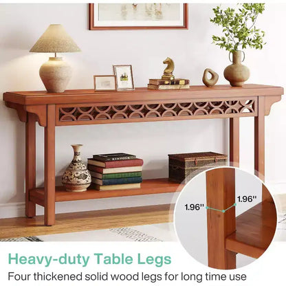 Tavolo Consolle Rustico in Legno Massello da 180 cm con Contenitore Integrato – Ingresso e Corridoio