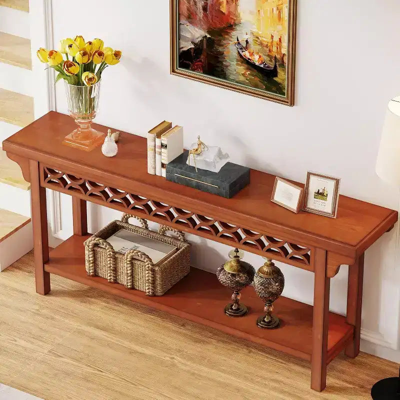 Tavolo Consolle Rustico in Legno Massello da 180 cm con Contenitore Integrato – Ingresso e Corridoio