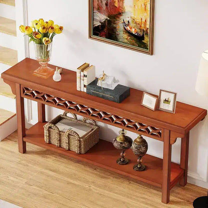 Tavolo Consolle Rustico in Legno Massello da 180 cm con Contenitore Integrato – Ingresso e Corridoio